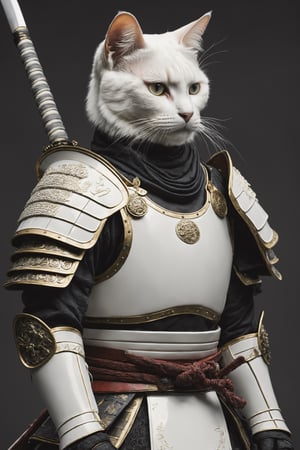 high quality, realistic, extradetalised, detailed, anthropomorphic cat samurai, in white armour, 
(((noght time, view from afar)))
