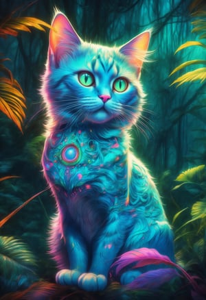 translucent and bioluminescent cat, 
X-ray art, 
exotic jungle background, 
illustration, 
extreme detail, 
digital art, 
16k, 
ultra hd, 
oil painting, 
science fiction, 
fantasy,
soft colours, 
illustration, 
beautiful, 
cinematic lighting, 
very detailed, 
mark ryden, 
hyperrealistic, 
hyper-detailed, 
airbrush art, 
by Josephine Wall, 
ultra hd, 
realistic, 
vivid colours, 
highly detailed, 
UHD drawing, 
pen and ink, 
perfect composition, 
beautiful intricately detailed insanely detailed octane render trending on artstation, 
16k fine art photography, 
photorealistic concept art, 
soft natural light volumetric cinematic perfect volumetrics