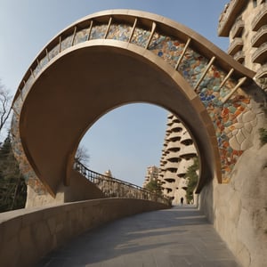 Fibonacci sequence arch bridge, Gaudi style,Monster,Leonardo Style,detailmaster2,photo r3al,Movie Still, illustration,jyutaku