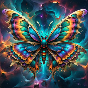 Swarms of interdimensional moths with destructive tendencies intertwined in mindless fractal formations, enveloped in a nebula of colours, ultra-fine digital painting.
,colorful
