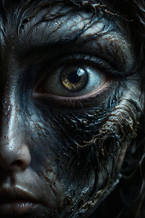 a close up image of an eye of the watcher, eerie, black color scheme, horror, highly detailed, artstation, cgsociety, 