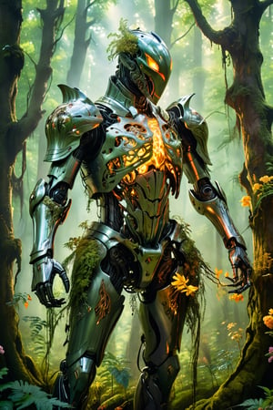 best quality:1.5), (intricate emotional details:1.5), (ultra detailed), (sharp focus), (sharp details), photography in the style of detailed hyperrealism of a  headless horseman in a Whispering forest with glowing flora,  Photorealism, Mecha
