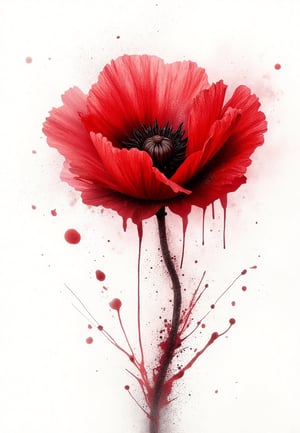 (((1 only Splash:1.8))), ink poppy flower painting,((( watercolor:1.4))), ((white background:1.3)), red color scheme, simple, (((color splash:1.5))), blurred outline,ink ,glitter,smoke, ((Overgradation:1.5)), Clean and crisp texture,DarkHalloween,ABMhauntedVibe