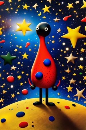 (((Joan Miró's Signature Style))) (masterpiece, highest quality), (realistic, photo_realistic:1.9), ((Artistic Rendering)) A depiction in the style of Joan Miró showcasing an endless celestial expanse on a starry night. The representation should carry a vintage style with a grain filter, viewed from a low angle and illuminated by natural light. sharp focus, 8k, UHD, high quality, intricate detailed, highly detailed, hyper-realistic