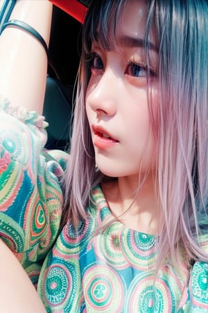 (naked_body:1.4), 18yo Korean girl, (real_photo:1.3), (raw_photo:1.3),  upper body, selfie in a car, inside a car,  sharp focus, sunlight on face, beautiful eyes,  cinematic lighting,