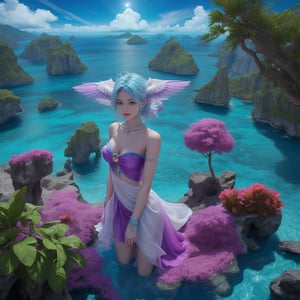 paradise island, bright vivid colour, {{{floating islands}}}, {{{masterpiece}}}, {{{best quality}}}, {{{ultra-detailed}}}, {cinematic lighting}, otherworldly, landscape with floating islands, {{{colorful flora}}}, and {{{mystical creatures}}}
shot on a Lumix GH5

