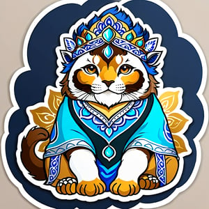 sticker, Baluchimon with vivid blue darker blue white brown silver and gold color palette