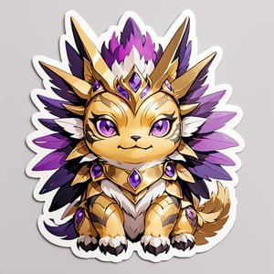 sticker, Barbamon with white black gold purple color palette