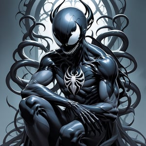 Embracing silence, death shall claim us all in symbiote art style