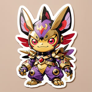 sticker, Bancho Stingmon with black black-purple dull-gold red  maroon and pale purple color palette