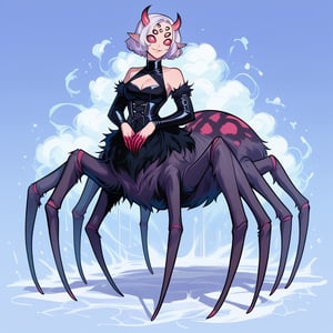 score_9,score_8_up,score_7_up, A leopard whose eyes were taken by a demon. It sensitively detects and attacks when a living being approaches within a certain distance.,Arachne Taur Spider Body,GLSHS