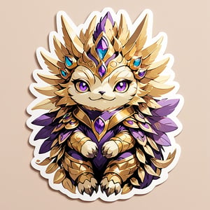 sticker, Barbamon with white black gold purple color palette