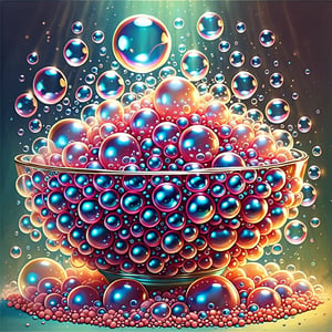 in bubbles art style, death bubbles rising from a scaled bowl,wow_bbls