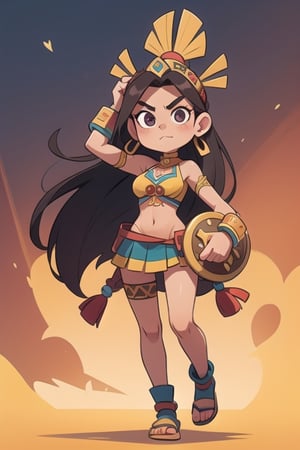2.5D, an aztec warrior girl, perfect body, full body
 

