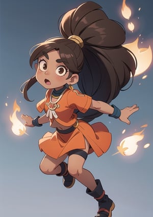 2.5D, an aztec shaman  girl, perfect body, full body, black skin,
long hair, ponytail, brown hair
 

