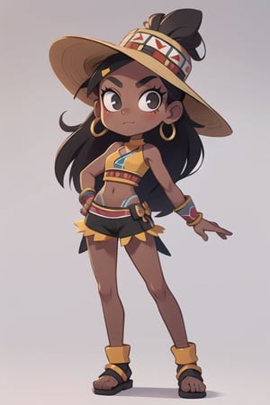 2.5D, an short aztec girl, perfect body, full body, black skin
 


