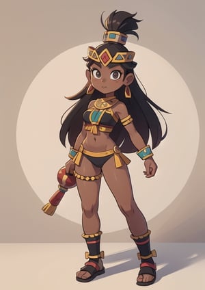 2.5D, an aztec girl, perfect body, full body, black skin
 

