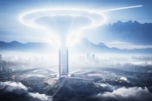 futuristic city on cloud, high_resolution, mountains, 
neon lights, flying, nature
