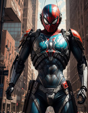 (8k, 3D, UHD, highly detailed, masterpiece, professional oil painting) A hybrid of Spider-Man and the Mandalorian • Intricately detailed, intricate complexity, 8k resolution, octane render, photoreal, hyperreal, masterpiece, perfect anatomy

,super_mecha