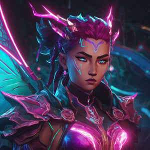 realistic, half girl half Dragon, desolate, intricately detailed, artistic magenta lightning, cyan horns, eyes(glowing:1.1), detailed hair, two wings in back, full body, scale armor, neon colors, particles, beautiful, amazing, cinematic, highly detailed face, highly detailed, digital art, sharp focus, trending on art station,xxmix girl woman,SteelHeartQuiron character,arcane