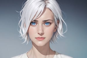 (photorealistic:1.5), closed mouth, realistic skin, black dress, short hair, perfect face, detailed pupil, blue eye, bright eye, half body, white haired, small chest, solo, standing,Detailedface,1 girl,satoru gojo,white hair,blue eyes,short hair