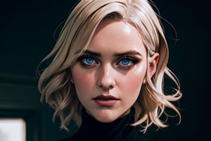 A stunning intricate full color portrait of (sks woman:1), wearing a black turtleneck, epic character composition, by ilya kuvshinov, alessio albi, nina masic, sharp focus, natural lighting, subsurface scattering, f2, 35mm, film grain, 