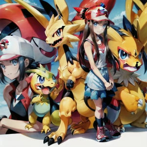 Pokemon, digimon, evoluciones, multiple vista.