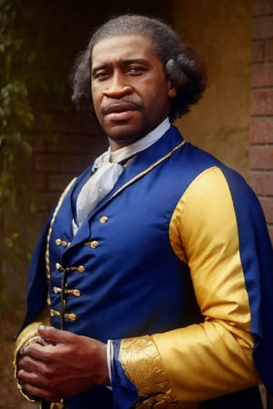 1boy, African american, George Floyd, as "George Washington" . "George Washington cosplay" . 8K, best quality, hyperrealistic 