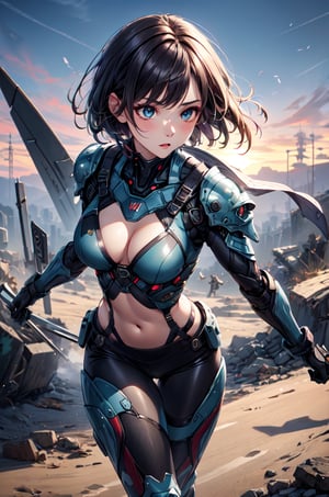 1anime girl, beautiful sexy Asia super model, 22 years old, full makeup, beautiful perfect thin face, body fit, correct anatomy, bright eyes, realistic body, photorealistic, 8k resolutions, raw photo, high detail, high quality, sharp focus, high depth, portrait, full body, warrior camo combat leggings and camo armor suit, sci-fi battlefield background, mid shot, short hair,
