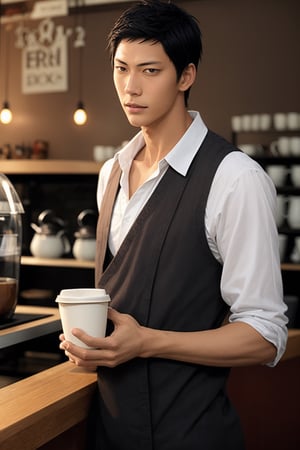 Realistic, handsome aomine daiki, coffee shop 