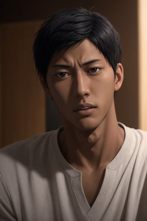 Realistic, handsome young aomine daiki dark skintone , Disgusting look