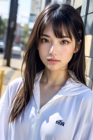 (8K, RAW shot, Highest Quality, masutepiece), High Definition RAW Color Pro Photos, (Realistic, Photorealism:1.37), (Highest Quality), (Highest shadow), (The best illustrations), (reality: 1.2), Distant view, (intricate-detail), 1 person, femele, 20 years old, Mystical Beautiful Girl, Perfect Anatomy, Perfect proportions, Perfect face, Strong brightness on the face, Facial details, (Girl's eyes staring at one viewer: 1.55), (stright long hair, blondehair, Parted bangs: 1.45), Slimed, Very transparent white see-through robes, Perspective from behind, Soak up the spotlight from the ceiling, sitting down on the floor, Concrete room,  um Home Detetive、conceptual art, Realism, godrays, Film Lighting, canon, high detailing, High quality, High Definition , 16K resolution, Center, Full body portrait,full body Esbian,Enhance,asian girl