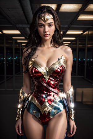 Gal Godot, Wonder Woman, on the office, red lips, adorable, long hair, perfect fingers, perfect nails, lustrous eyes, big breast, cleavage, perfect natural breasts, perfect boobs, ultra detailed face, model figure, full body portrait, first-person view, high quality, very detailed, 8k ultra HD, awake euphoric style, aesthetic portrait, masterpiece, extremely realistic, real photo, photorealistic, sexy pose, nice legs and hot body, striking pose,hourglass body shape