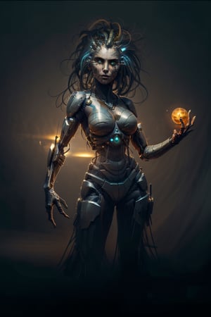 (extremely detailed 8k wallpaper), An average photo of a beautiful necromancer cyborg woman, intricate, high detail, dramatic