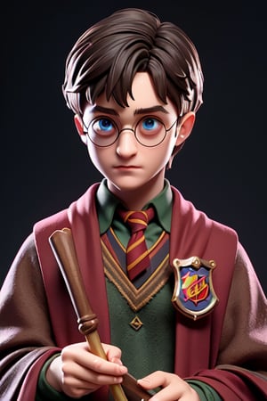 (Harry Potter,) original box, hyper realistic, detailed, 3D, original, hogwarts costume, wizard's wand,(( harry potter)), magic, plastic doll, realistic, details, shadows, ultra definition, hd, jpg, eye details, well defined colors. ,Germany Male
