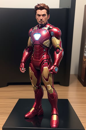 Funko Iron Man Pop, hyper realistic, detailed, 3D, original box.,ActionFigureQuiron style
