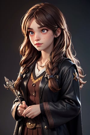 (Hermione Granger,) original box, hyper realistic, detailed, 3D, original, hogwarts costume, wizard's wand, magic, plastic doll, realistic, details, shadows, ultra definition, hd, jpg, eye details, well defined colors. ,Germany Male,lovely_succubus,sarashi,3DMM