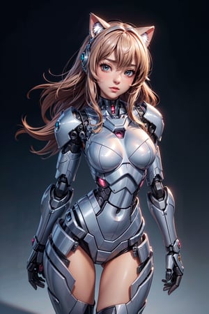 masterpiece,best quality,ultra-detailed, , girl,full body, mecha musume, mechanical parts,robot joints, blush,standing,cowboy shot, cat ears,sakamata, 
