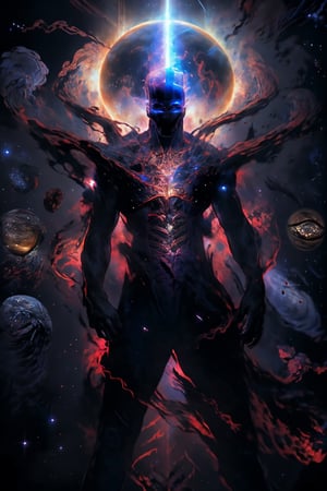 8k, (absurdres, highres, ultra detailed), fullbody silhouette of a cosmic entity, nebula, galaxies, black hole, cosmic, space, glowing eyes, cosmic eye, CLOUD