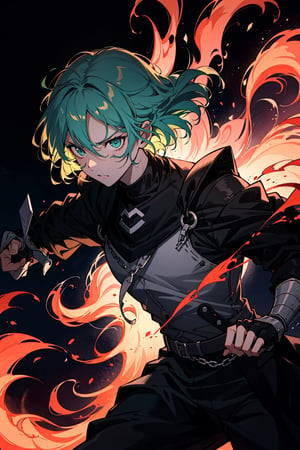 In a realm veiled by eternal shadows, a scene of eerie vitality unfolds. An ominous Black Knight stands amidst a desolate desert, his emerald green hair billowing in the wind like dark flames. His eyes, profound and chilling, radiate an icy, merciless glare capable of piercing the soul.

Surrounding him lies a landscape mysterious and unsettling, shrouded by a suffocating miasma. Clutched in his hand is a sharp obsidian longsword, its blade gleaming with a crimson hue, exuding an aura of malevolence.

Rendered in shades of deep black, the artwork evokes a sense of dread. The Black Knight's features exude a malevolent presence, while his emerald green hair shines brilliantly against the darkness.

In this haunting scene, the Black Knight stands amidst a desolate desert where silence reigns supreme. Darkness envelopes the surroundings, with only the faint glow from his sword illuminating the scene. The environment exudes terror and despair, as the malevolent power seems to lurk in every corner.

The sky is pitch black, devoid of stars, enveloping the entire environment in an aura of horror. The pervasive malevolence hangs heavy in the air.

This scene is presented in a close-up format, drawing viewers into the profound gaze of the Black Knight and the hidden darkness within his sword. Sinister patterns adorning the canvas create an eerie ambiance.

In "Shadow of Ruin," the audience is transported into a world steeped in malevolence, where the presence of the Black Knight is chilling. The environment is suffused with suffocating darkness, immersing viewers in an unsettling experience. The obsidian sword wielded by the Black Knight appears to harbor boundless malevolent power, prompting contemplation on the nature of darkness and terror. Boldly, it delves into the essence of malevolence.