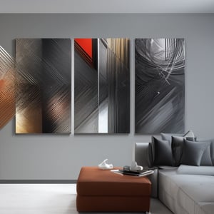 3D, Geometric Abstract Art, a picture where you see different things when looking at 4 different directions,