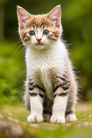 Norwegian Forest Kittens, natural light, standing on a pure white background, full_body, 