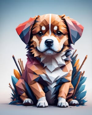  a face of a dog and sticks as hands and legs, polygonal, high resolution, kawaii, cute, sharp focus, artstyle of anime insomnia, digital art, artstation, powerful