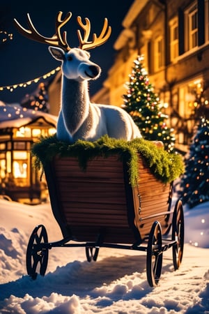 a close up of a reindeer sleigh with a sleigh on it, by Adam Marczyński, by Jesper Ejsing, inspired by Rudolph F. Ingerle, reindeer made out of shadows, profile pic, by Emma Andijewska, inspired by Rudolph Belarski, by Fabien Charuau, realistic depiction, by Anna Füssli