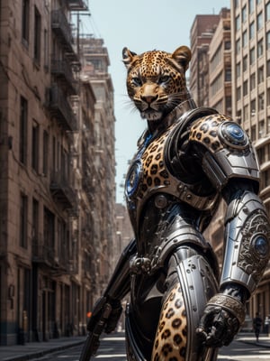 (8k, 3D, UHD, highly detailed, masterpiece) A stonepunk male leopard • Intricately detailed, intricate complexity, 8k resolution, octane render, hdr+, photoreal, hyperreal, masterpiece, perfect anatomy, male body, detailed eyes, hyper detailed face

add a stonepunk city in the background
,mecha musume