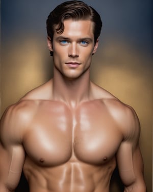 realistic potarait  of a person wearing a shirt, blue eyes, , portrait of a victorian duke, gold and black blue, jacen solo, ((clean shaven))cassandra cain in satin, young spanish man, of a shirtless, photorealistic d - intricated background. signature,image, dark, sk, build body, muscles(((((((( grainy cinematic, godlyphoto r3al, detailmaster2, aesthetic portrait, cinematic colors, earthy, moody)))))) 