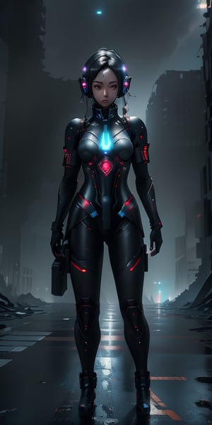 ((best quality)), ((masterpiece)), (detailed), ultra high resolution, japanese female android in dystopian attire on a desolate street, overcast, ruins, cinematic, full body, transparant background, Centred vector art,Lighting details ,High detailed,Color magic