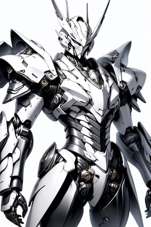((best quality)), ((masterpiece)), (ultra-detailed), an Generate hyper realistic image of the Dreadnova Chaosbringer, Picture this villain in an otherworldly suit of armor,Mecha,black and white, white background, thick outline, colorless,Coloring Book,ColoringBookAF