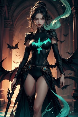 Fractal,women,splash art,electro,bats themed clothes,green theme,niji