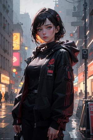 detailed portrait, ultra realistic, girl, highly detailed clothes, wearing cyberpunk coat with hood,beautiful face, cybernatic,time traveler,robotic, 12k, beautiful outfit, wlop, high definition, cinematic, behance contest winner, portrait featured on unsplash, stylized digital art, smooth